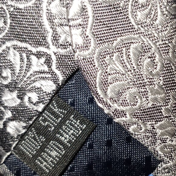 ALBERTO ZERRA SILVER BLUE HANDMADE SILK TIE LUXURY - Picture 3 of 5